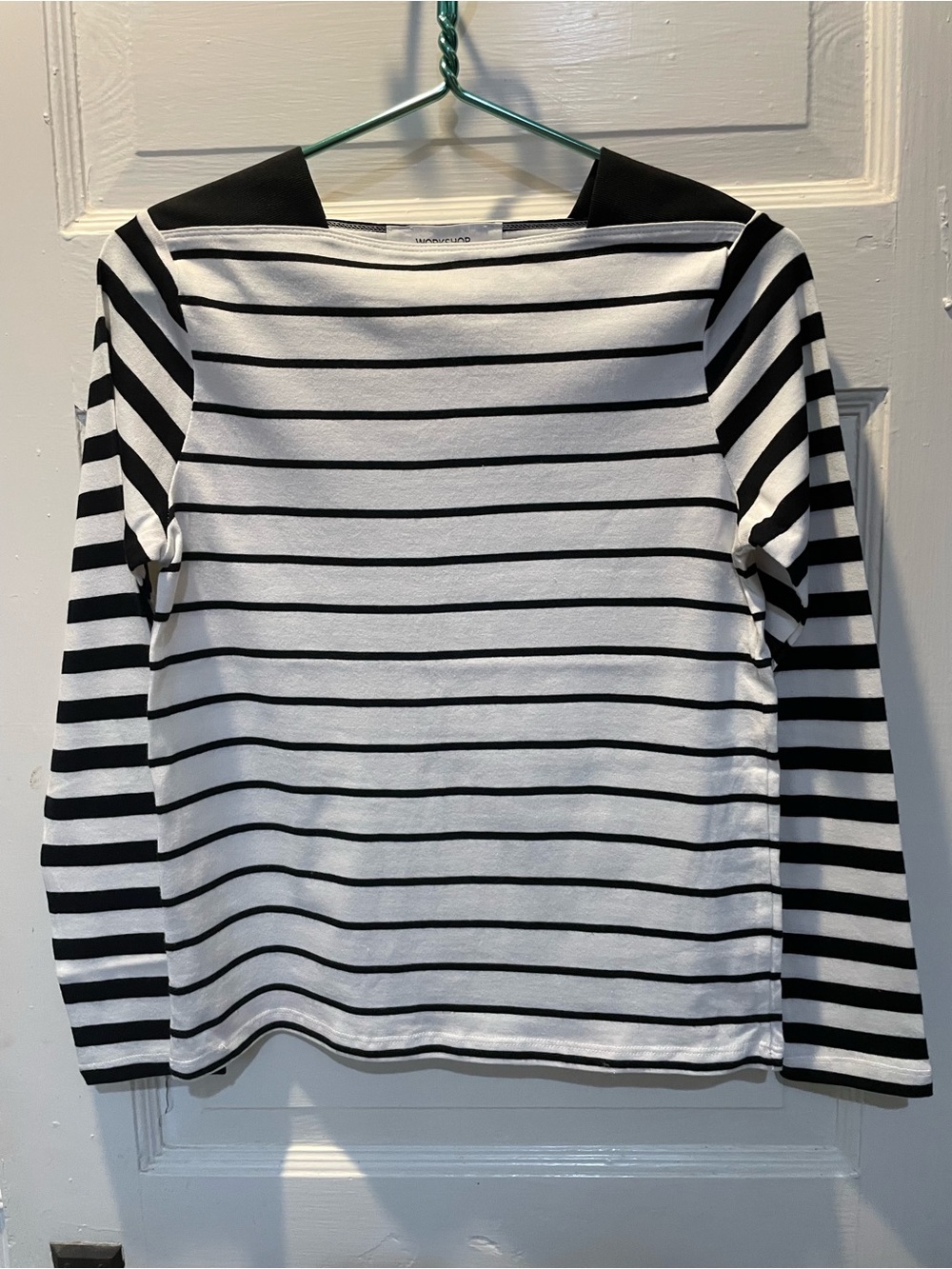 Nautical Striped Boatneck Long-Sleeve Top - Navy/White